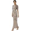 image:imageAdrianna Papell Womens Beaded Elbow Sleeve Gown Plus SizeSterlingNude