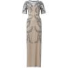 image:imageAdrianna Papell Womens Beaded Elbow Sleeve Gown Plus SizeSterlingNude