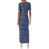image:imageAdrianna Papell Womens Draped Metallic Jacquard GownDeep Ocean