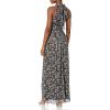 image:imageAdrianna Papell Womens Foiled Printed Chiffon GownBlack Multi
