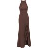 image:imageAdrianna Papell Womens Halter Slim Coulmn GownDark Brown