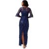 image:imageAdrianna Papell Womens Long 3D Floral Sequin GownLight Navy