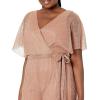 image:imageAdrianna Papell Womens Metallic Pleat JumpsuitRose Gold