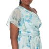 image:imageAdrianna Papell Womens One Shoulder Long DressSpring Green Multi