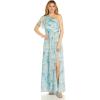 image:imageAdrianna Papell Womens One Shoulder Long DressSpring Green Multi