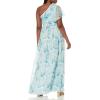 image:imageAdrianna Papell Womens One Shoulder Long DressSpring Green Multi