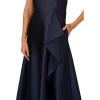 image:imageAdrianna Papell Womens One Shoulder Mikado GownMidnight