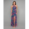 image:imageAdrianna Papell Womens Printed Chiffon Halter GownNavyMulti