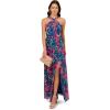 image:imageAdrianna Papell Womens Printed Chiffon Halter GownNavyMulti