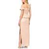 image:imageAidan Mattox Womens Lame Column Gown with RufflesTaupe