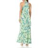 image:imageAidan Mattox Womens Printed Halter Neck Long DressGreen Multi