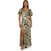 image:imageAdrianna Papell Foil Leaf Draped Gown NavyGoldGreen PineGold