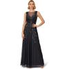 image:imageAdrianna Papell Womens Bead Metallic Mesh DressNavySilver