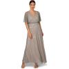 image:imageAdrianna Papell Womens Beaded Blouson GownPewterSilver