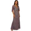 image:imageAdrianna Papell Womens Beaded Cape Sleeve Long DressMoonscape