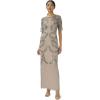 image:imageAdrianna Papell Womens Beaded Elbow Sleeve Gown Plus SizeSterlingNude