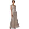 image:imageAdrianna Papell Womens Beaded Gown with FringeSterlingNude