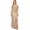 image:imageAdrianna Papell Womens Off Shoulder Metallic GownLight Gold