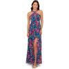image:imageAdrianna Papell Womens Printed Chiffon Halter GownNavyMulti
