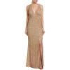 image:imageAidan by Aidan Mattox Womens Sleeveless Beaded V Neck Gown Light Gold 0