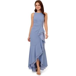 image:imageAdrianna Papell Ruffle Crepe Halter Gown Radiant FuchsiaFrench Blu