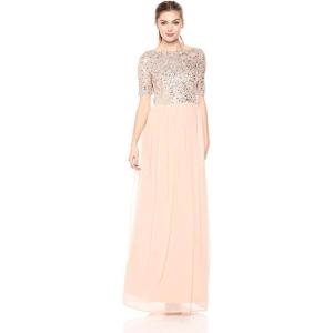 image:imageAdrianna Papell Womens Beaded Elbow Sleeve Gown Plus SizeEnglish Rose