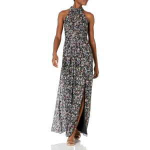 image:imageAdrianna Papell Womens Foiled Printed Chiffon GownBlack Multi