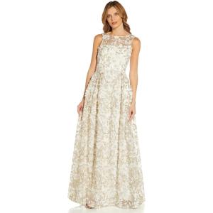 image:imageAdrianna Papell Womens Metallic Floral GownIvoryGold