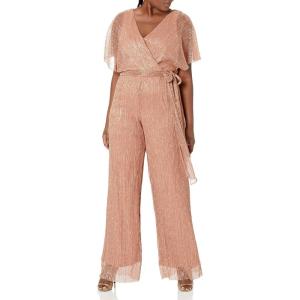 image:imageAdrianna Papell Womens Metallic Pleat JumpsuitRose Gold