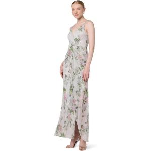 image:imageAdrianna Papell Womens Metallic Print Mesh GownSilver Multi