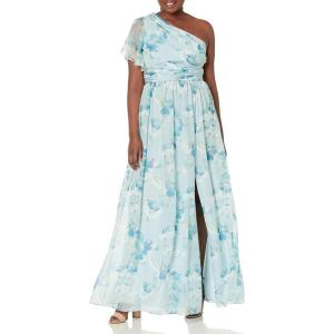 image:imageAdrianna Papell Womens One Shoulder Long DressSpring Green Multi