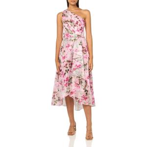 image:imageAdrianna Papell Womens Printed HighLow Special Occasion Dress Pink Multi 10 US