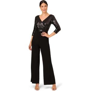 image:imageAdrianna Papell womens Sequin Faux Wrap JumpsuitBlack