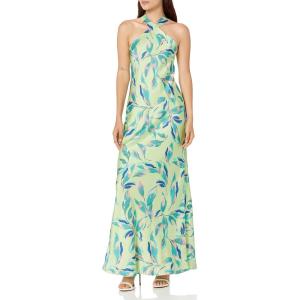 image:imageAidan Mattox Womens Printed Halter Neck Long DressGreen Multi