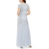 image:imageAdrianna Papell Womens VNeck Allover Beaded Mesh Overlay GownGlacier