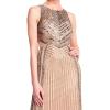 image:imageAdrianna Papell Womens VNeck Allover Beaded Mesh Overlay GownTaupePink