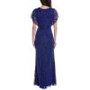 image:imageAdrianna Papell Womens VNeck Allover Beaded Mesh Overlay GownUltra Blue