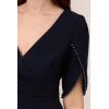image:imageAdrianna Papell Womens Pearl Trim Knit Crepe GownMidnight