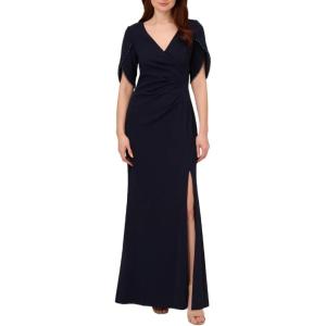 image:imageAdrianna Papell Womens Pearl Trim Knit Crepe GownMidnight
