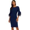image:imageAdrianna Papell Knit Crepe Tiered Sleeve DressNavy Sateen