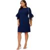 image:imageAdrianna Papell Knit Crepe Tiered Sleeve DressNavy Sateen