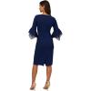 image:imageAdrianna Papell Knit Crepe Tiered Sleeve DressNavy Sateen