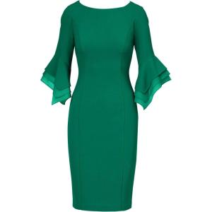 image:imageAdrianna Papell Knit Crepe Tiered Sleeve DressRadiant Emerald