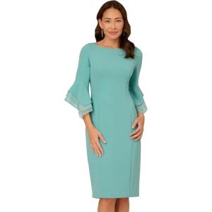 image:imageAdrianna Papell Knit Crepe Tiered Sleeve DressSmoky Jade