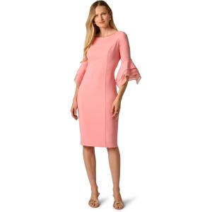 image:imageAdrianna Papell Knit Crepe Tiered Sleeve DressSoft Coral
