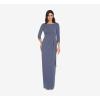 image:imageAdrianna Papell Womens Metallic Knit Covered GownSteel Blue