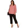 image:imageAdrianna Papell Womens 34 Smocked Sleeve Solid TopRosy Peach