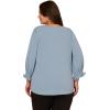 image:imageAdrianna Papell Womens 34 Smocked Sleeve Solid TopSea Ice