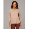 image:imageAdrianna Papell Womens Print Knit Pleated Trapeze TopCocoaIvory Micro Dot
