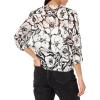 image:imageAdrianna Papell Womens Printed VNeck Long Sleeve Top WTie FrontBlack Imprint Floral
